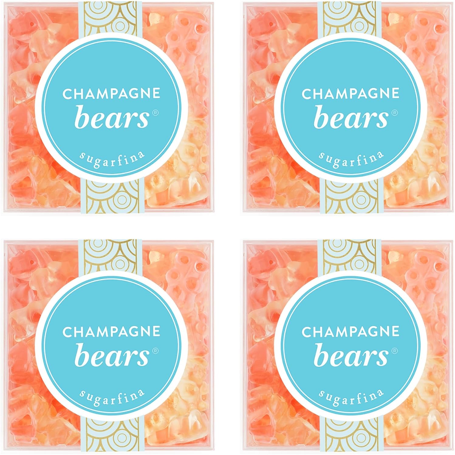 Sugarfina Champagne Bears Small Candy Cube, Gummy Bears, 3.3 oz, 4 Count