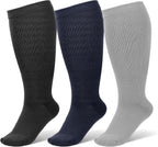 3 Pairs Wide Calf Compression Socks for Women And Men, Plus Size Support Stockings for Circulation, 15-20mmHg Knee High Socks