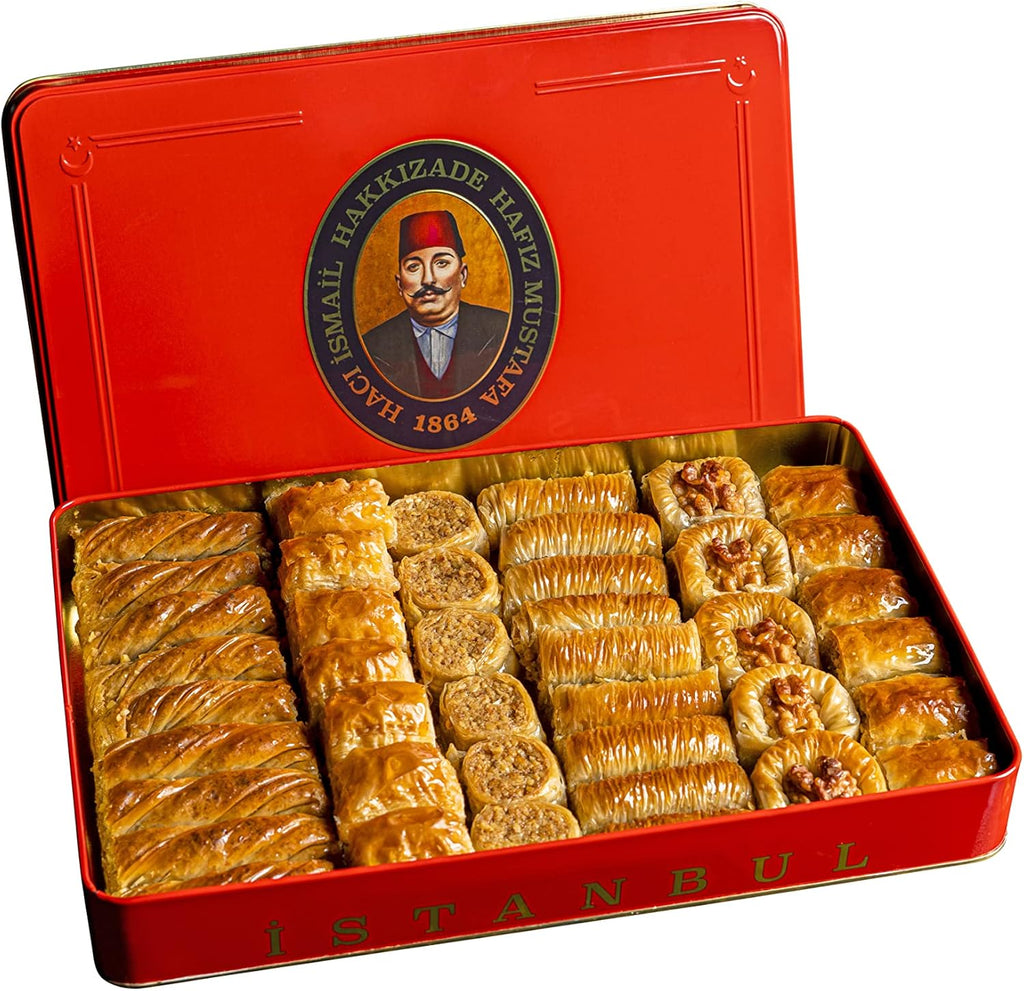 Hafiz Mustafa 1864 Istanbul Baklava Pastry Box - Baked Baklava Dessert Snacks Made from Fresh Phyllo Dough Sheets, Pistachio, Hazelnut, Walnut - Turkish Sweets Tray Gift Ideas for Birthday, Christmas