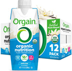 Orgain Organic Nutritional Vegan Protein Shake, Vanilla Bean - 16g Plant Based Protein, Meal Replacement, 21 Vitamins & Minerals, Fruits & Vegetables, Gluten Free, Non-GMO, 11 Fl Oz (Pack of 12)