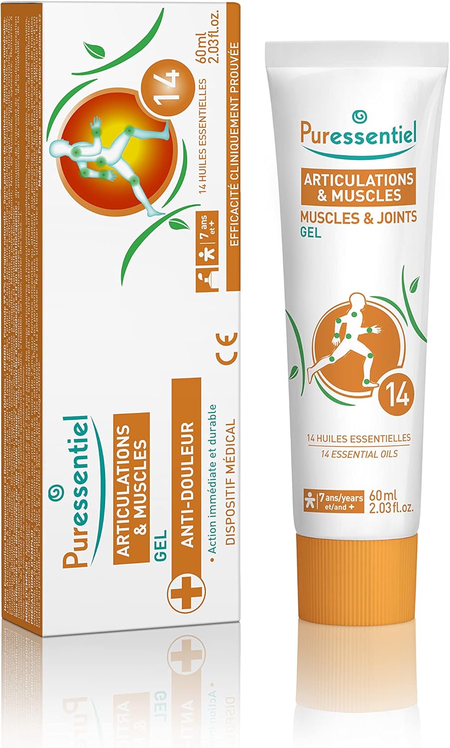 Puressentiel Muscles and Joints Gel - Soothing Gel for Muscle Relief and Knee Relief - Cooling Gel for Foot Relief - Back Gel - 2.02 oz