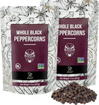 Soeos Black Peppercorns, 16oz(1LB), Non-GMO, Kosher, Packed to Keep Peppers Fresh, Whole Black Peppercorns for Cooking and Seasoning, 8oz (227g), Pack of 2