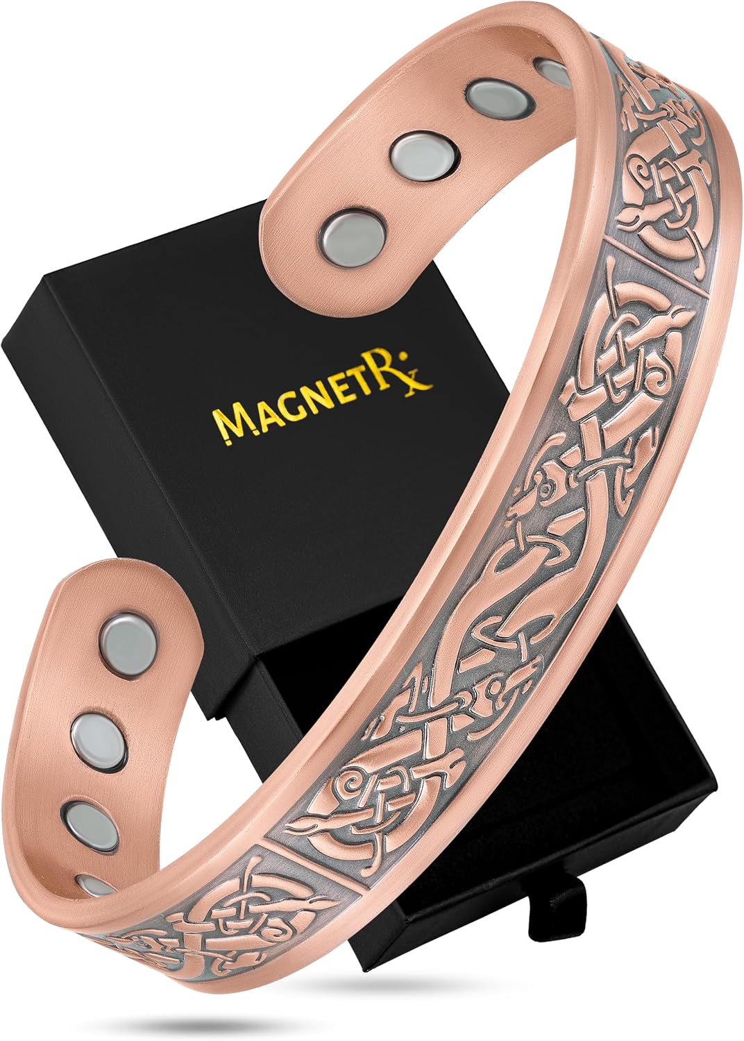MagnetRX® Magnetic Copper Bracelets for Men – Effective 99.9% Pure Copper Bracelet for Men – Adjustable Copper Magnetic Bracelets (Viking)