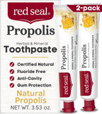 Red Seal Propolis Herbal & Mineral Natural Toothpaste - Fluoride Free, Organic, NATRUE Certified Natural- Supports Natural Gum Health and Oral Hygiene, Prevents Plaque, Vegan, Cruelty-Free (2)