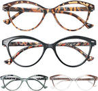 HEEYYOK 1.25 Readers For Women Small Face Womens Reading Glasses Cat Eye 4-Pack Cheaters Reading Glasses Comfort Spring Hinge