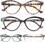 HEEYYOK 3.0 Readers For Women Small Face Womens Reading Glasses Cat Eye 4-Pack Cheaters Reading Glasses Comfort Spring Hinge