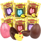 Belgian Milk Chocolate Eggs with Marshmallow Chick Inside, Easter Basket Stuffer Candies, Egg Wrapped Color May Vary, 1.05 Ounces (Pack of 6)