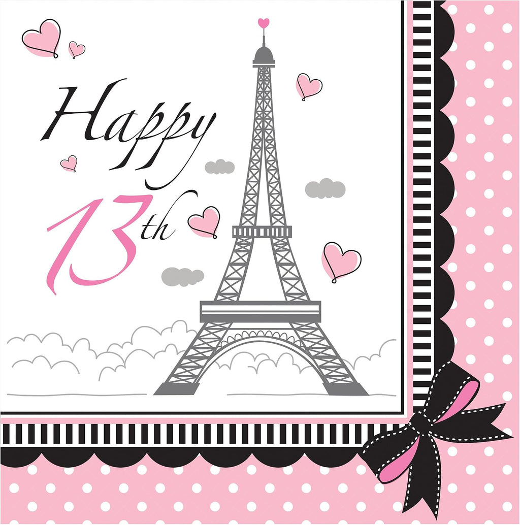 Creative Converting Party in Paris Napkins, 6.5", Pink/Black