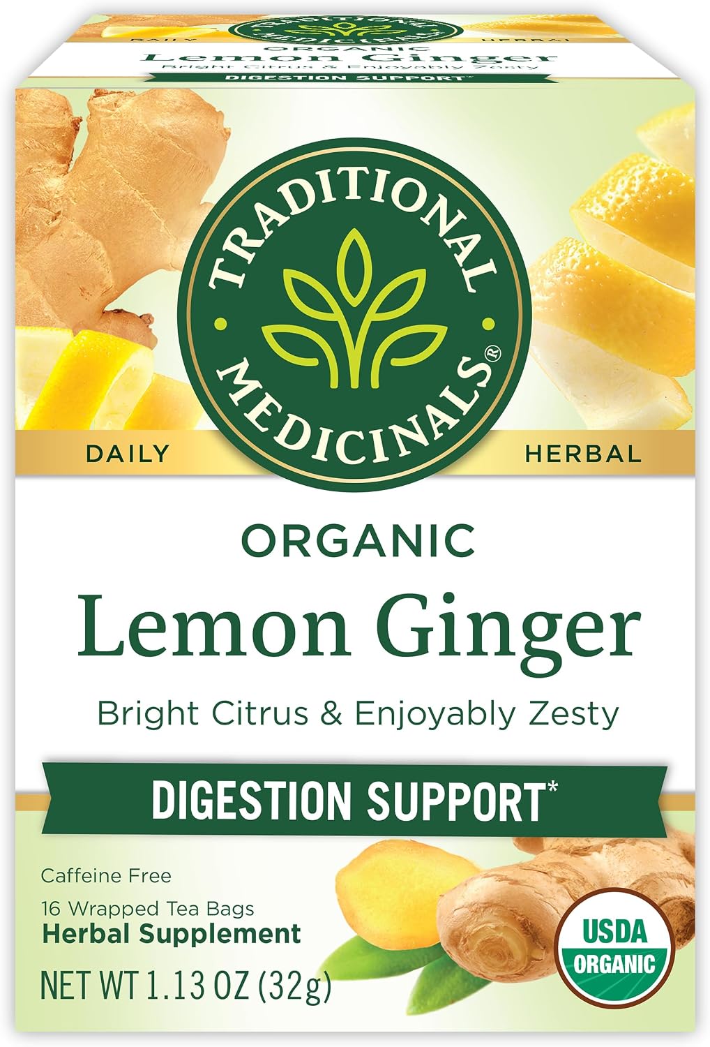 Traditional Medicinals Organic Lemon Ginger Tea, 1.13 Oz, 16 Count