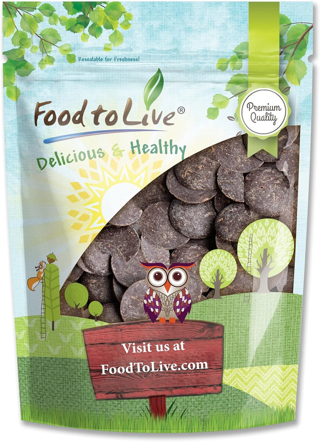 Food to Live Cacao Paste Wafers, 1 Pound - Premium Raw Cacao Liquor, Pure, Unsweetened, Vegan, Bulk. Rich in Antioxidants, Essential Minerals. Perfect for Homemade Desserts, Chocolate Bars
