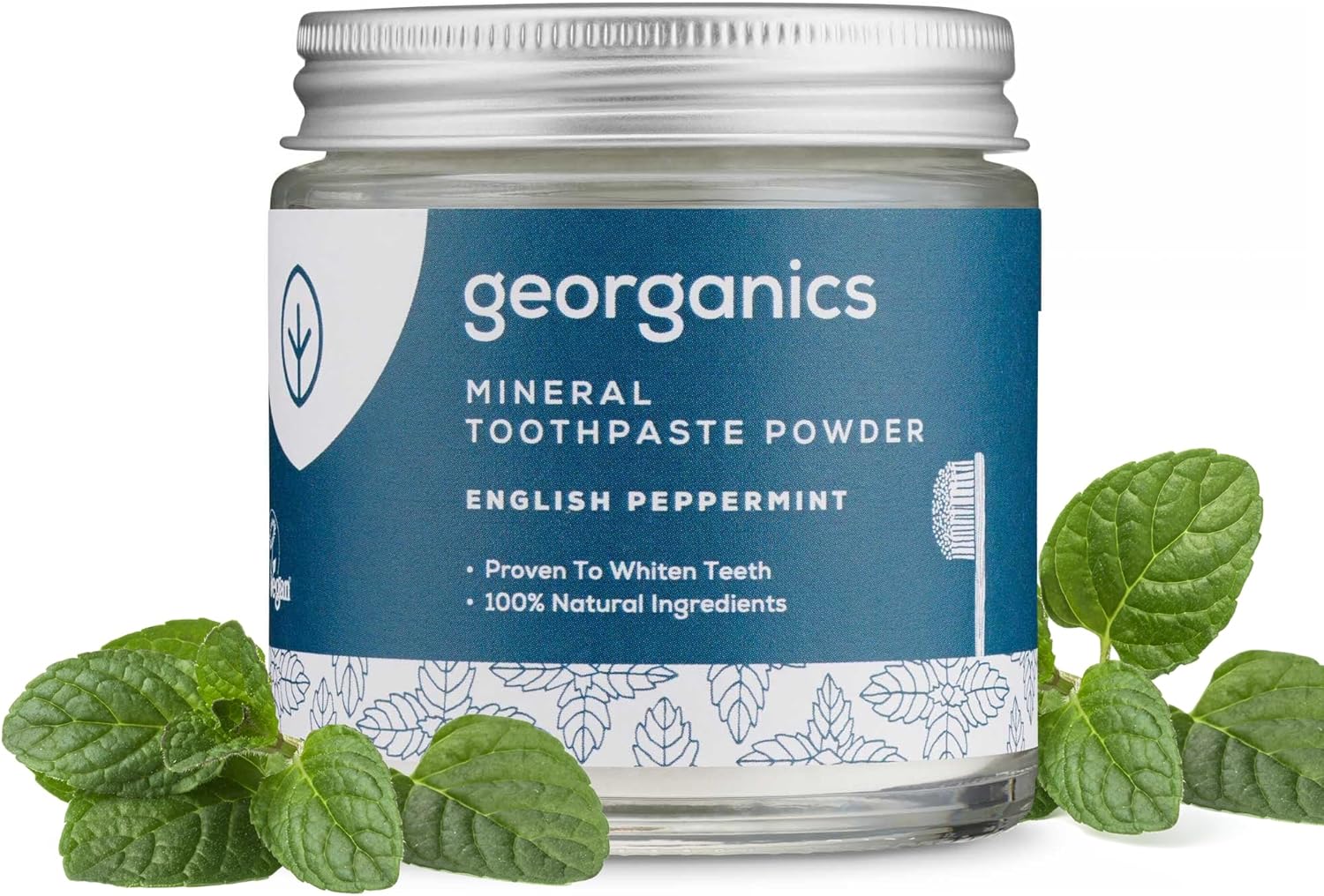Toothpaste Powder – Peppermint – Stain Removing & Teeth Whitening Powder – 4.2 oz - Glass jar - Plastic-Free Mineral Based Oral Care - 90 Days Supply