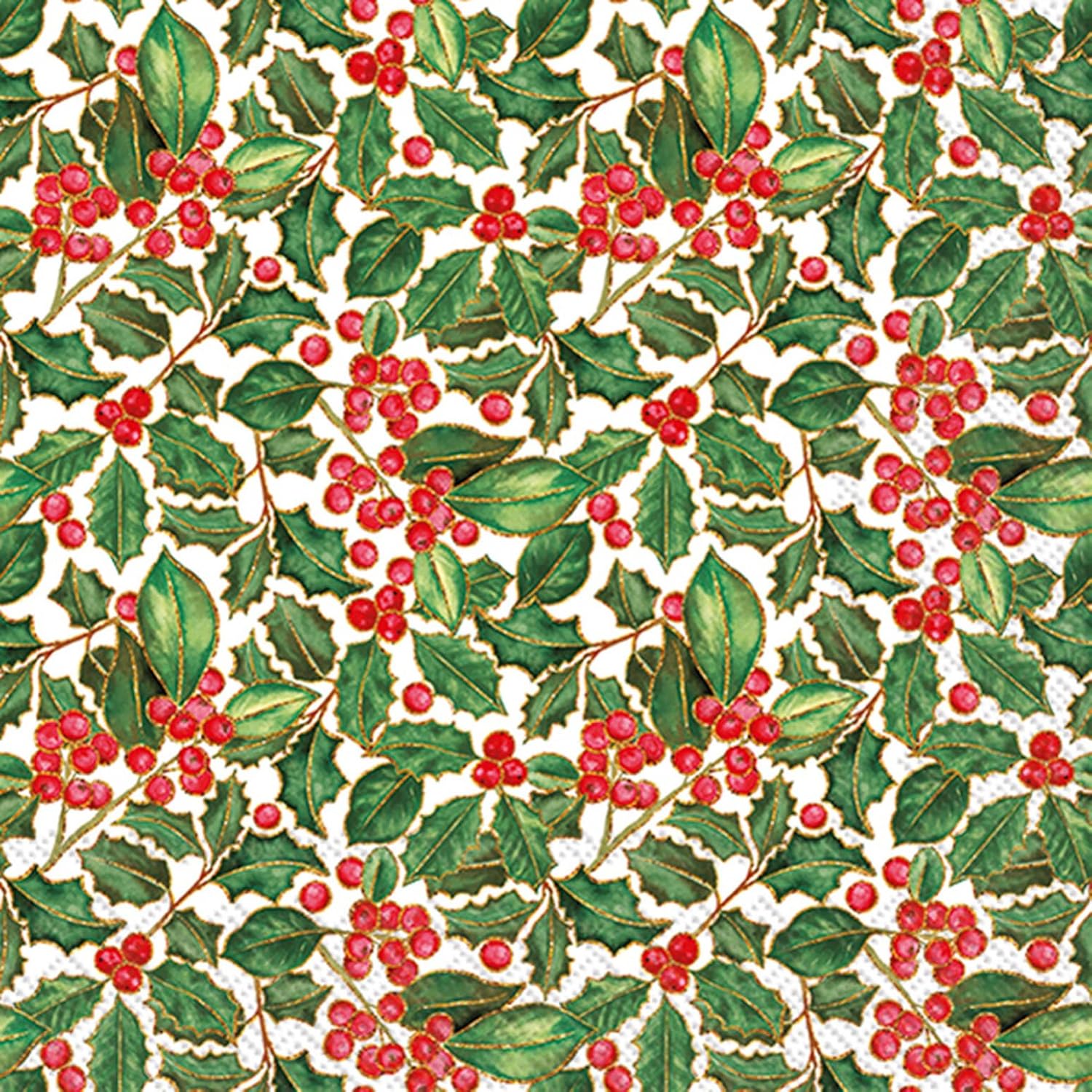 IHR Ideal Home Range Cocktail Napkins Disposable 3-Ply Paper Party Napkin Pack, 5" x 5", Holly, 20-Count