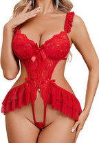 Avidlove Women Lingerie Teddy Lingeries Deep V Lace Bodysuit One Piece Mini Babydoll Exotic Outfits