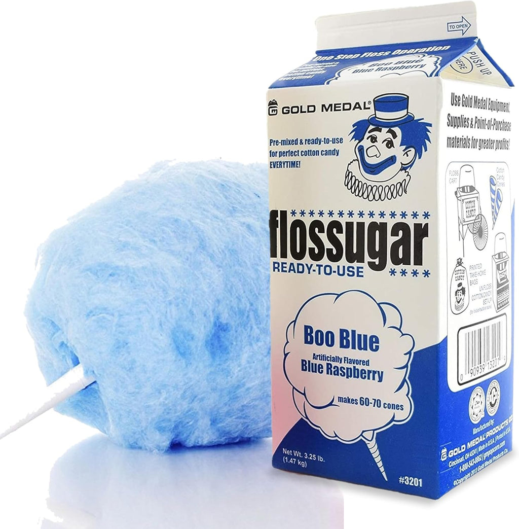 Cotton Candy Floss SugarBlue Raspberry, Pink Vanilla, & Cherry- 3.25 lbs Per Carton. Total 9.75lbs