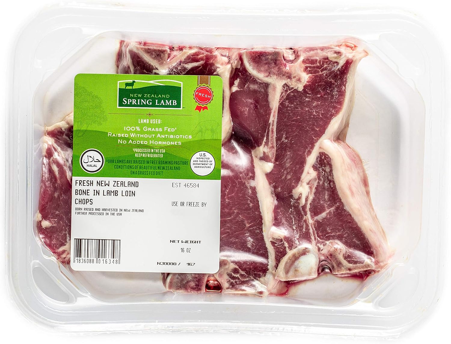 New Zealand Spring Lamb, Fresh New Zealand Lamb Loin Chops, 1 lb