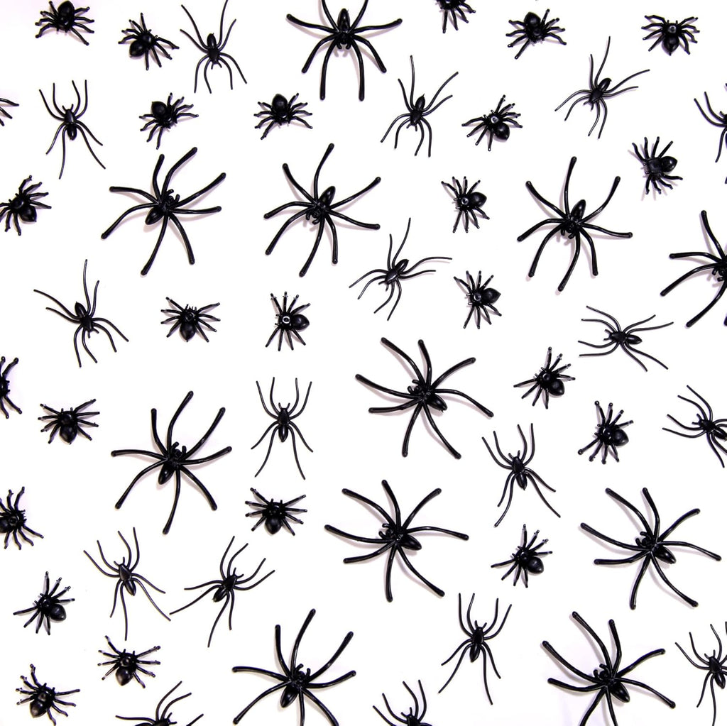 JIALWEN 120 Pieces Realistic Plastic Spiders 3 Sizes Small Spider Toys Black Fake Spiders Halloween Prank Props for Halloween Home Party Decorations