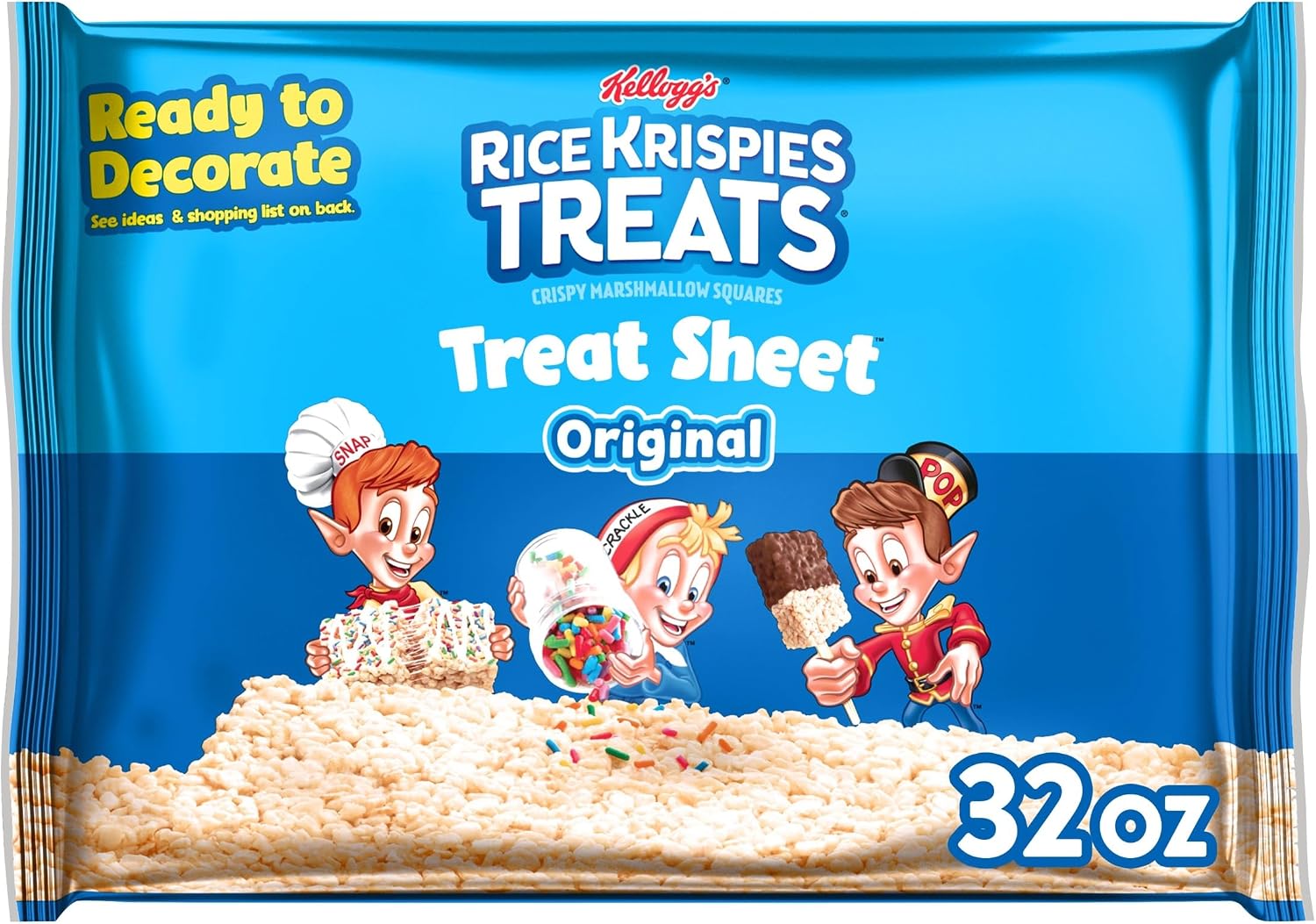 Rice Krispies Treats Marshmallow Treat Sheet, Kids Snacks, Baking Project, Original, 32oz Bag (1 Sheet)