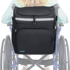 Vive XL Wheelchair Backpack for Seniors - Wheel Chair Bag for Storage & Accessories, Basket Organizer for Adults, Pouch to Hang on Scooters, Waterproof - Largest Wheelchair Storage Available