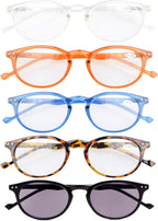 CessBlu Oval Round Reading Glasses 5 Pairs for Women Reading Includes Reader Sunglasses