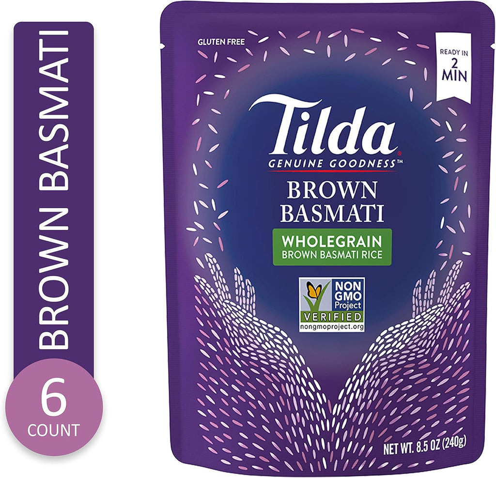 Tilda Legendary Rice Steamed Basmati, Brown, 8.5 Ounce (Pack of 6)