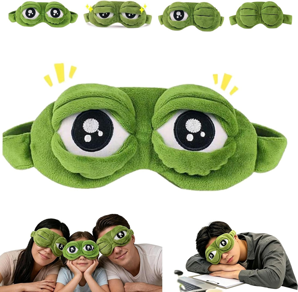 3D Funny Frog Sleep Mask, Funny Cute Animal Eye Mask for Sleeping, Soft Comfortable Eye Mask for Kids & Adults, Blackout Sleeping Mask for Travel, Nap, Night Sleep (Green*1Pc)