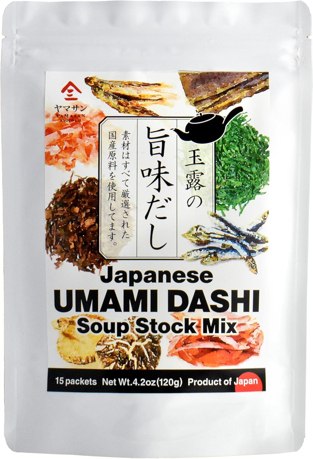 Chaganju Dashi Stock, Dashi Packet – Ramen Broth, Miso Soup, Udon, Shabu Shabu & Hot Pot Soup Base – Rich Umami Flavor, 8 Carefully Selected Ingredients – Authentic Japanese Umami Dashi, Made in Japan, 8g × 15pacs