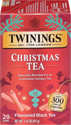 Twinings Christmas Black Tea Individually Wrapped Bags, 20 Count (Pack of 1), Aromatic Cinnamon & Clove, Caffeinated, Enjoy Hot or Iced, 20 Teabags