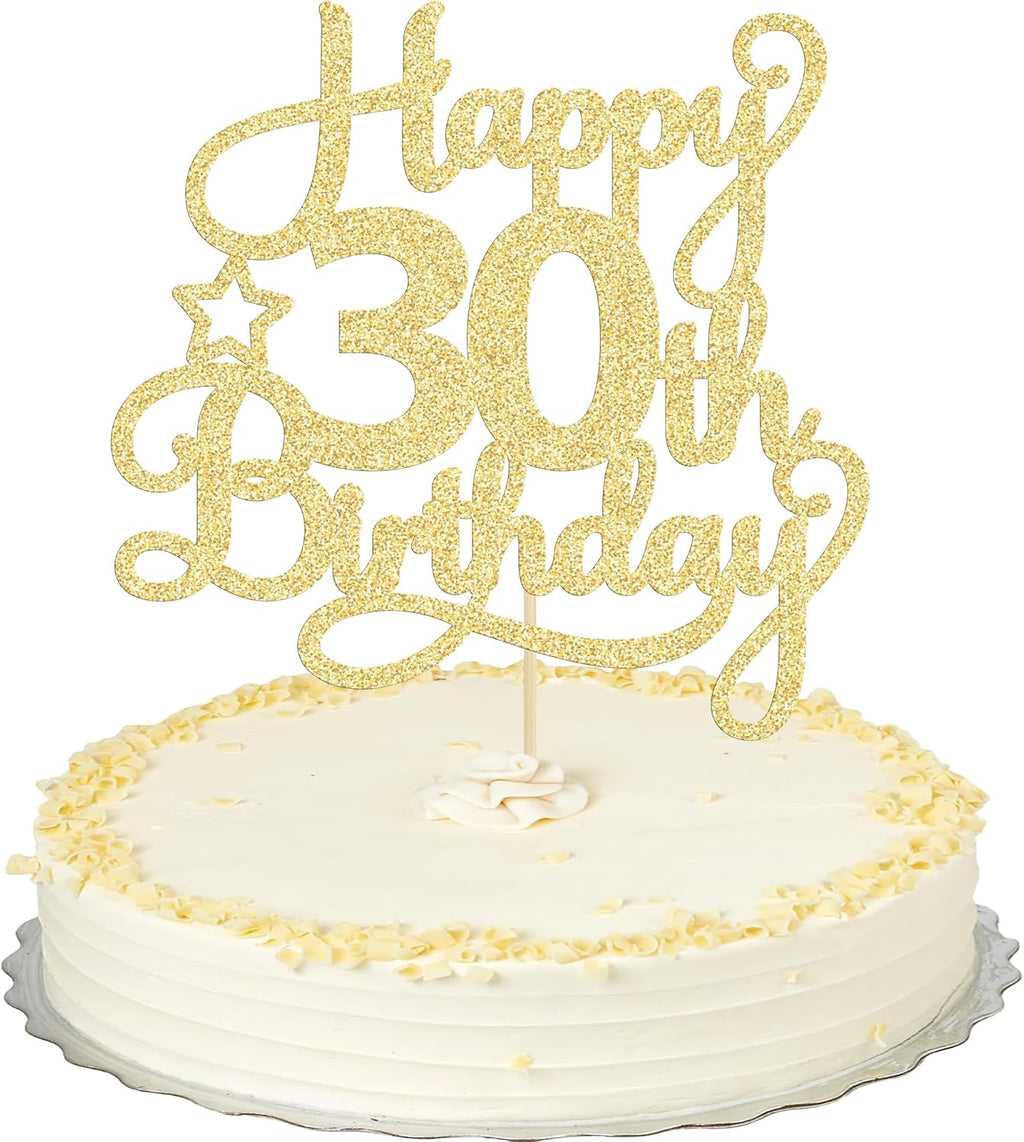1 Pack Happy 30th Birthday Cake Topper Gold Glitter 30 & Fabulous Cheers to 30 Years Old 30th Birthday Cake Pick for Celebrating 30th Birthday Anniversary Party Cake Decorations Supplies