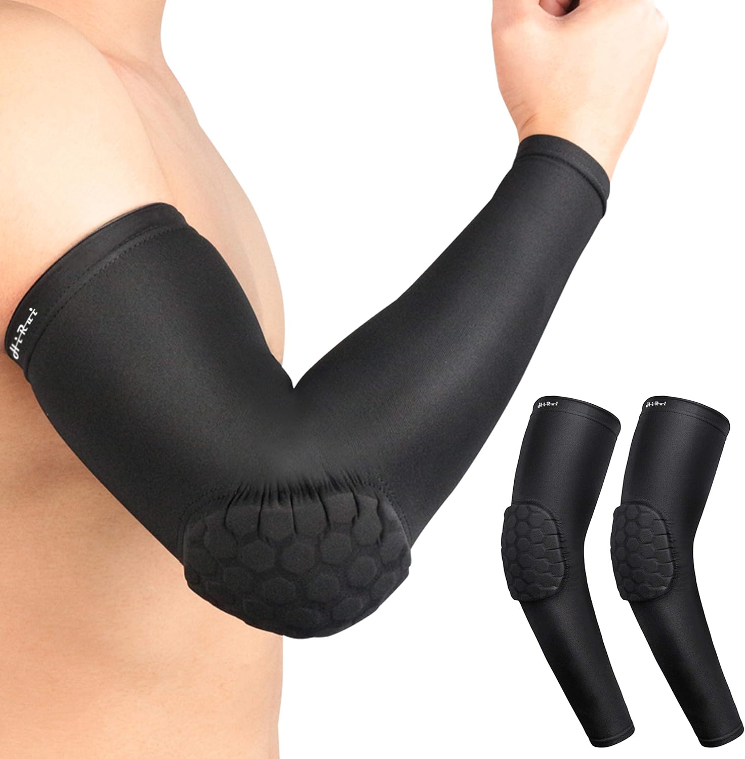 HiRui Elbow Pads for Teenagers Men Women, Elbow Brace Basketball Shooter Sleeves Arm Compression Sleeves