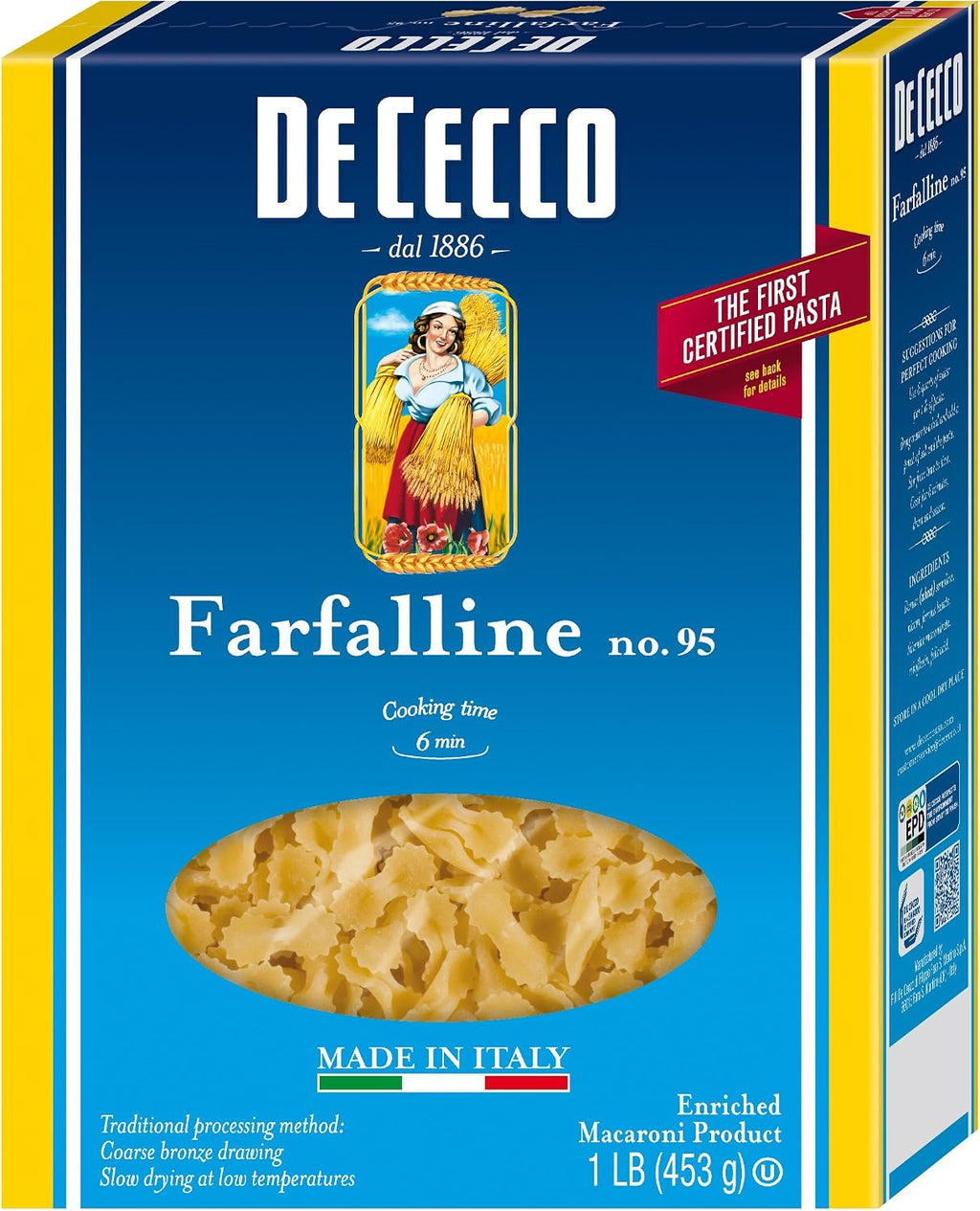 De Cecco Semolina Pasta, Farfalline No.95, 1 Pound