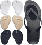 Metatarsal Pads Ball of Foot Cushions for Women and Men, Anti-Slip Flip Flop Pad, 3 Pairs Self-Adhesive Gel Forefoot Pads for Thong Heels Sandals (Transparent + Black + Beige)