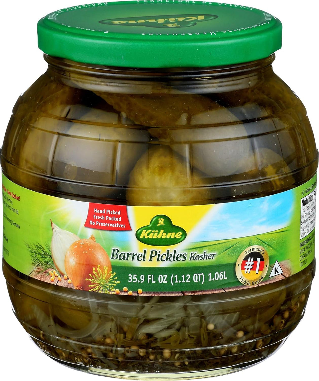 Kühne, Barrel Gherkins, 35.9 Ounce (Pack of 6)