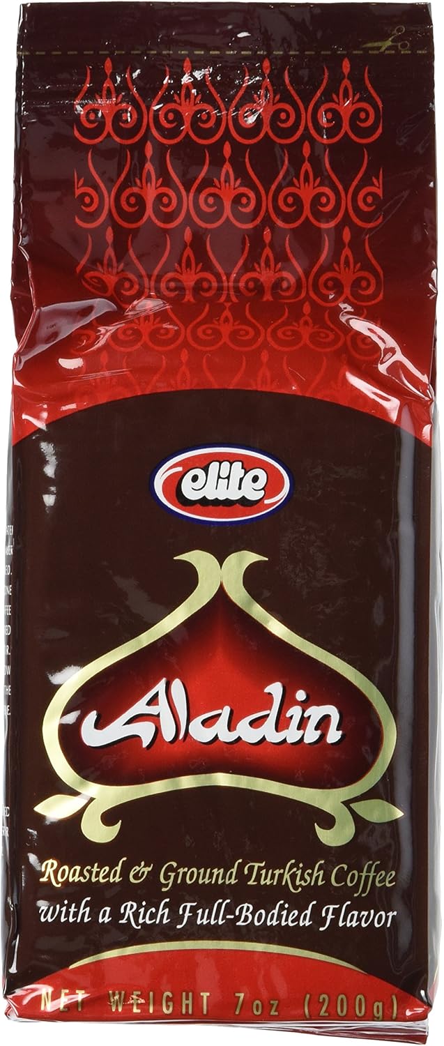 Elite Aladin Turkish Coffee Roasted & Ground, 3oz, Vacuum Packed