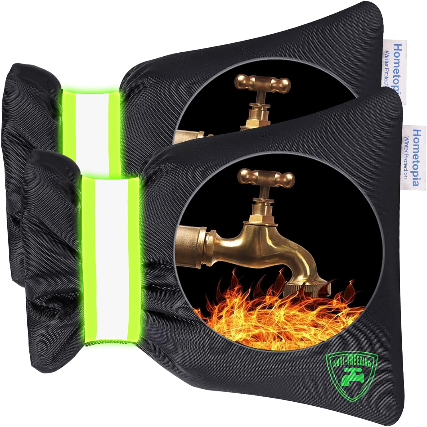 2Pack Outdoor Faucet Covers for Winter - Pro 6.7" W x 8.3" H Outdoor Water Faucet Cover Socks for Winter Freeze Protection Pipe Insulation Reusable Waterproof Insulated Spigot backflow Cover,Black