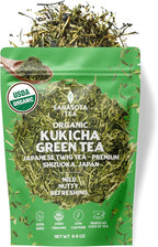 Kukicha Green Tea Loose Leaf | Japanese Twig & Leaf Green Tea | Low Caffeine | Smooth & Nutty Flavor | 4.4 oz Bulk Bag | Antioxidant Rich | Hot or Iced | Non-GMO