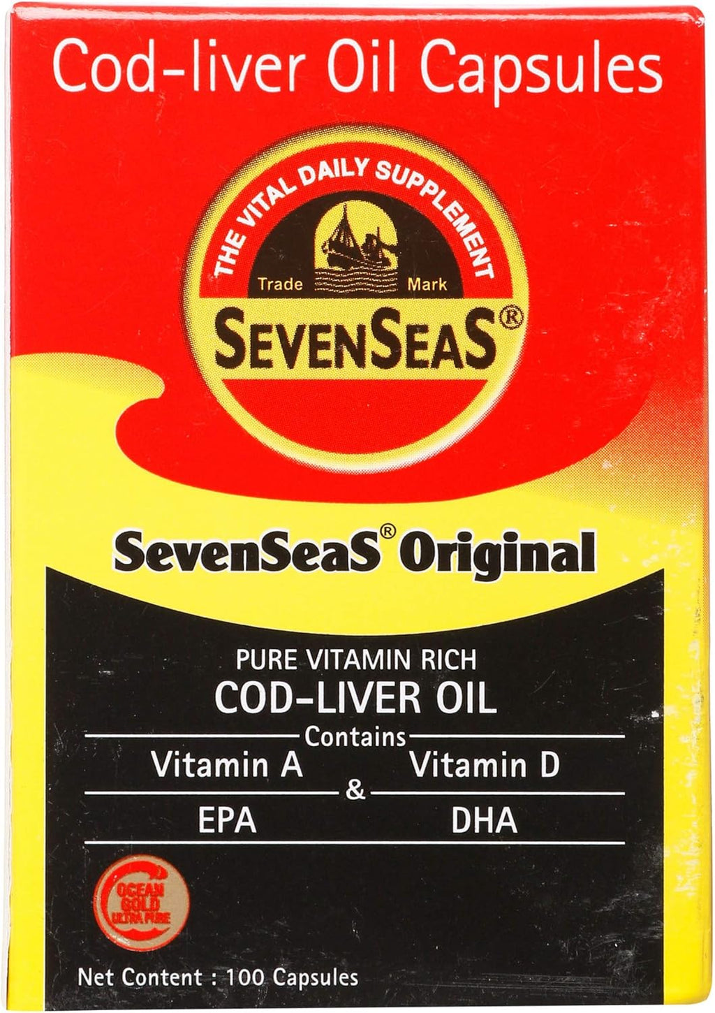 Seacod Cod-liver Oil Capsules ,Omega-3 Fatty Acid, Vitamin A, Vitamin D 100 Capsules