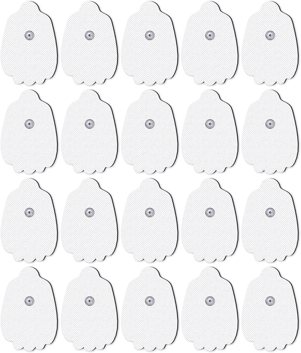 20-Pack TENS Unit Replacement Pads, Long-Lasting Snap Electrodes for 50 Times of Use per Pad, Latex-Free TENS Pads Set Compatible with TENS EMS Devices Using 3.5mm Button Lead Wires