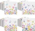 Fulmoon 200 Pieces Spring Floral Cocktail Napkins Disposable Wildflower Dessert Paper Napkins Bulk Flower Decoupage Beverage Towel for Summer Tea Party Dinner Decorative