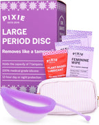 Pixie Menstrual Disc for Feminine Care - Ranked 1 for Best Tampon Alternative Period Disc - 100% Medical-Grade Silicone - Removes Like a Tampon - Wear 12 Hours - Capacity of 7 Tampons (Large)