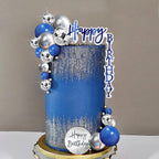 Man Cake Topper Blue Silver Disco Ball Boho Cake Topper Decorations for Navy Blue Boho Wedding Man Birthday (Blue 02)