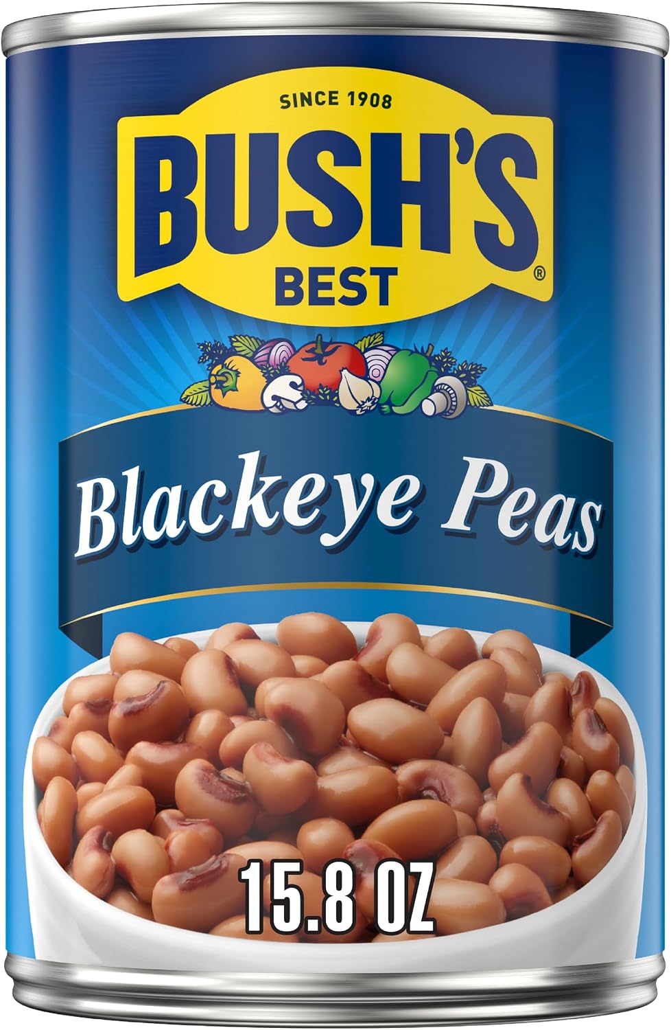 BUSH'S BEST Canned Blackeye Peas, Source Of Plant Based Protein And Fiber, Low Fat, Gluten Free, 15.8 oz