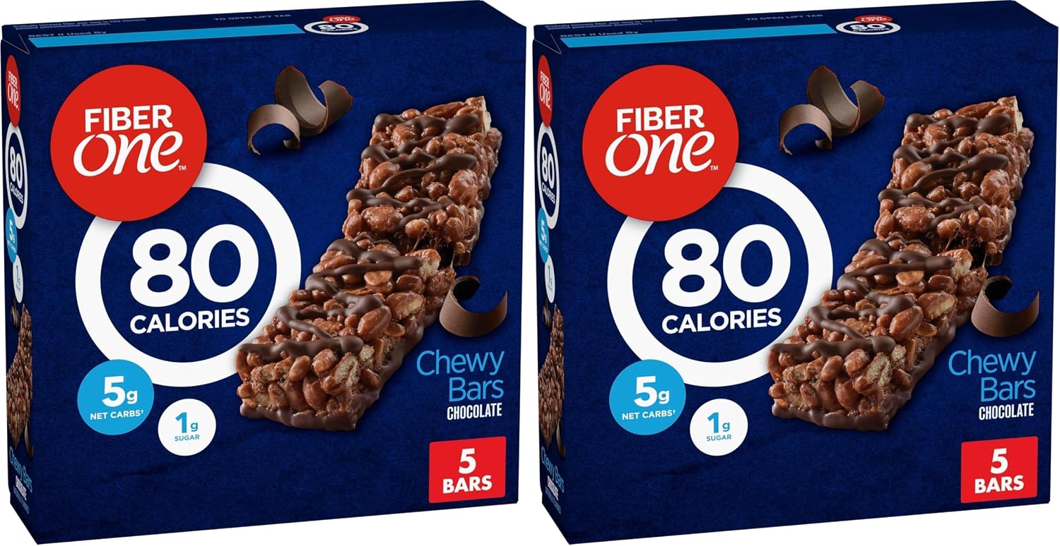 Fiber One 70 Calorie Chewy Snack Bars, Chocolate, 5 ct (Pack of 2)