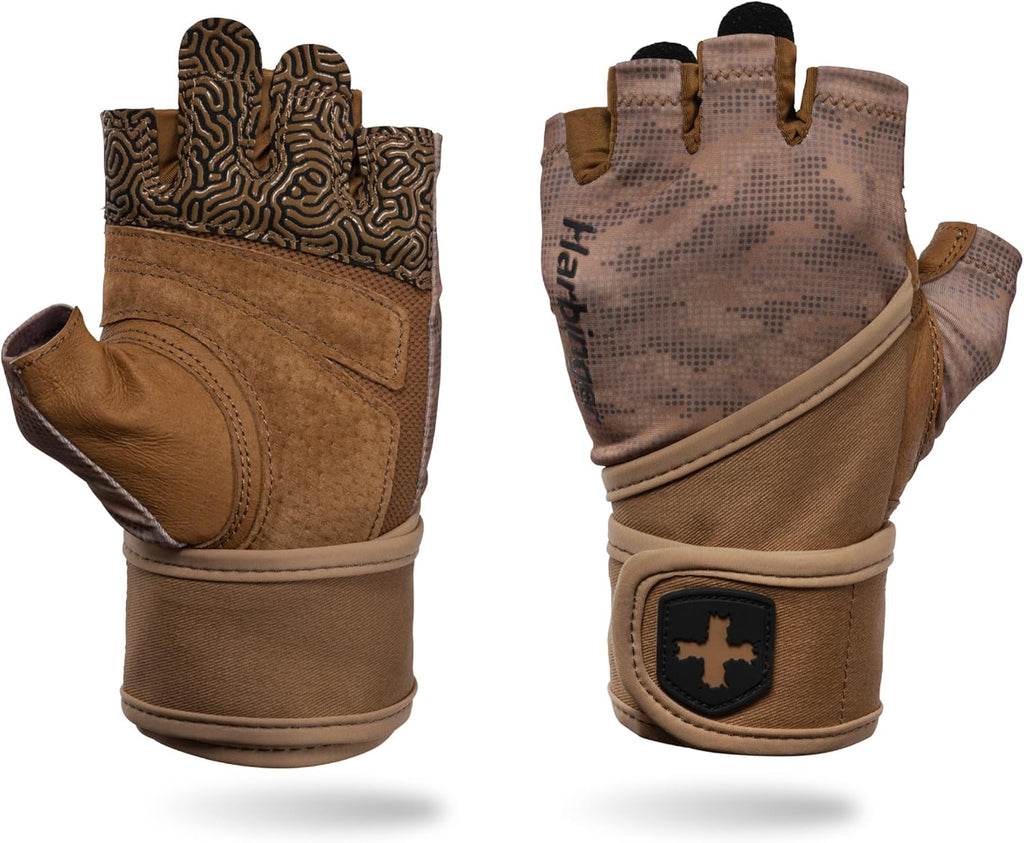 Harbinger Pro Wristwrap Gloves 3.0 - Enhanced Grip, Superior Wrist Support, Breathable 4-Way Stretch Lycra, Durable Leather Palm, Half-Finger Design for Weightlifting, Fitness Training, Women's