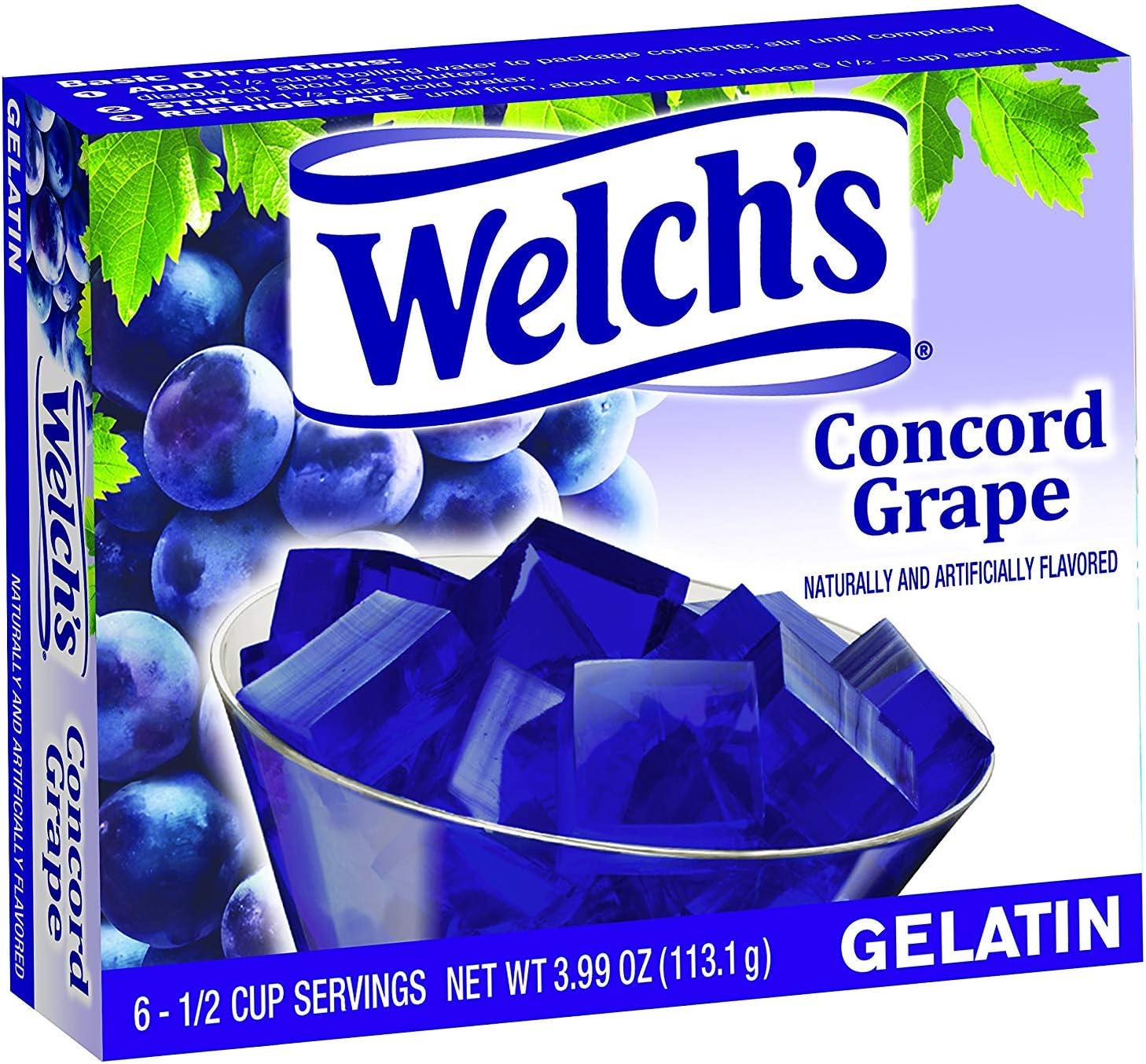 Welch's Concord Grape Gelatin, 3.99 Oz, Pack of 12