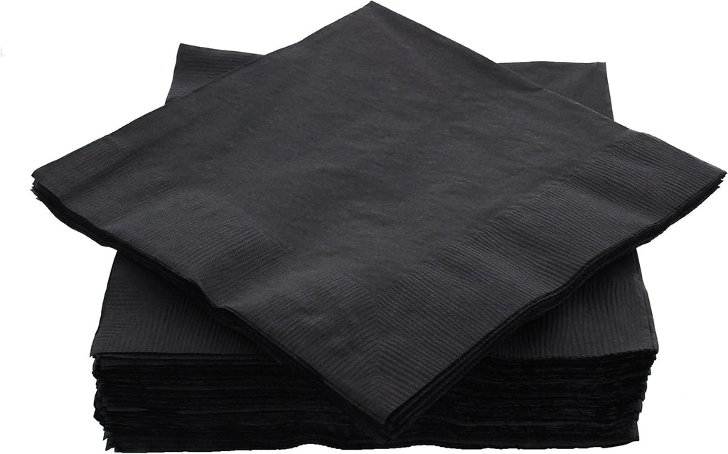 Amcrate Big Party Pack 40 Count Black Dinner Napkins Tableware- Ideal for Wedding, Party, Birthday, Dinner, Lunch, Cocktails. (7” x 7”)