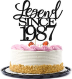 Legend Since 1987 Cake Topper 39th Birthday Happy Birthday Cake Topper Men and Women Cheer 39 Years Old Handmade Black Glitter Cake Decoration (1987)