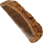 YOY Handmade Carved Natural Sandalwood Hair Comb - Anti-static No Snag Brush for Men's Mustache Beard Care Anti Dandruff Women Girls Head Hair Accessory (HC1006)
