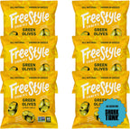 Freestyle Snacks Olive Snack Packs - As Seen on Shark Tank - Single Serve - Fresh Pitted Green Olives, Grown in Greece, All Natural, Non-GMO, Sugar-Free, Salty Snack - Lemon Garlic, 1.1oz (6 Pack)