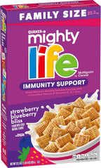 Quaker Mighty Life Multigrain Cereal, Strawberry Blueberry Bliss, Immunity Support, 22.3 Oz Family Size
