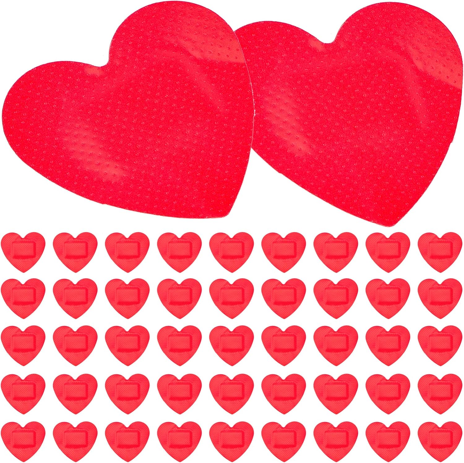 VOSAREA 50pcs Adhesive Bandages Heart- Shaped Breathable Patches Bandages (Red)